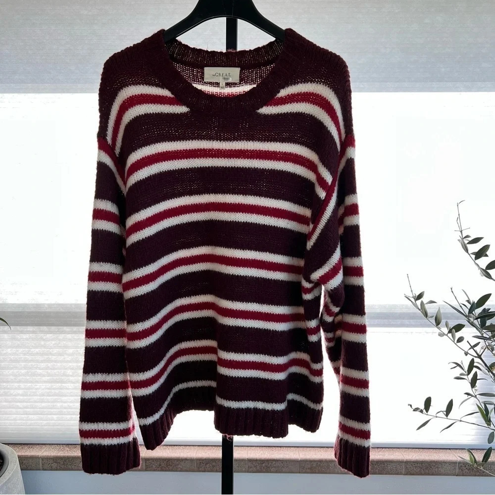 THE GREAT Oversized Striped Crew Neck Sweater - Picture 4 of 9